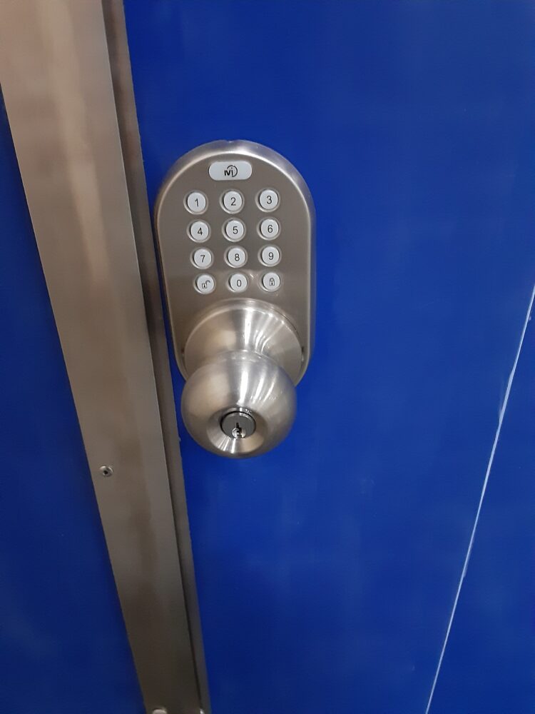 Warehouse Suite Electronic locks allow warehouse clients to enter their suite without a key or other physical device. simply enter a code.